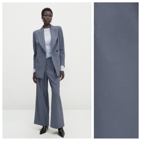 NWT. Massimo Dutti Studio Gray Viscose Blend Darted Wide-Leg Trousers. Size XS. - Picture 1 of 10